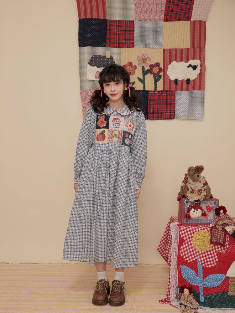 Plaid Printed Doll Neck Dress【s0000010350】