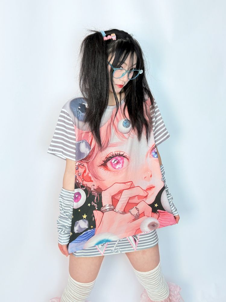 Y2k secondary subculture loose cotton T-shirt【s0000013285】
