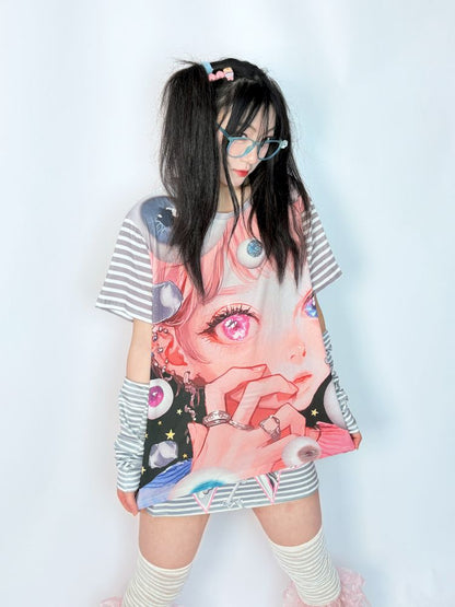 Y2k secondary subculture loose cotton T-shirt【s0000013285】