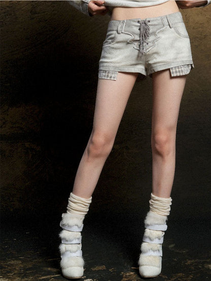 낮은 허리 반바지 2 개 레깅스 [S000011805]