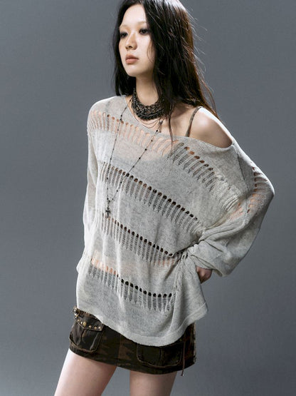 Raglan Cutout Knit Cowl Top【s0000012640】