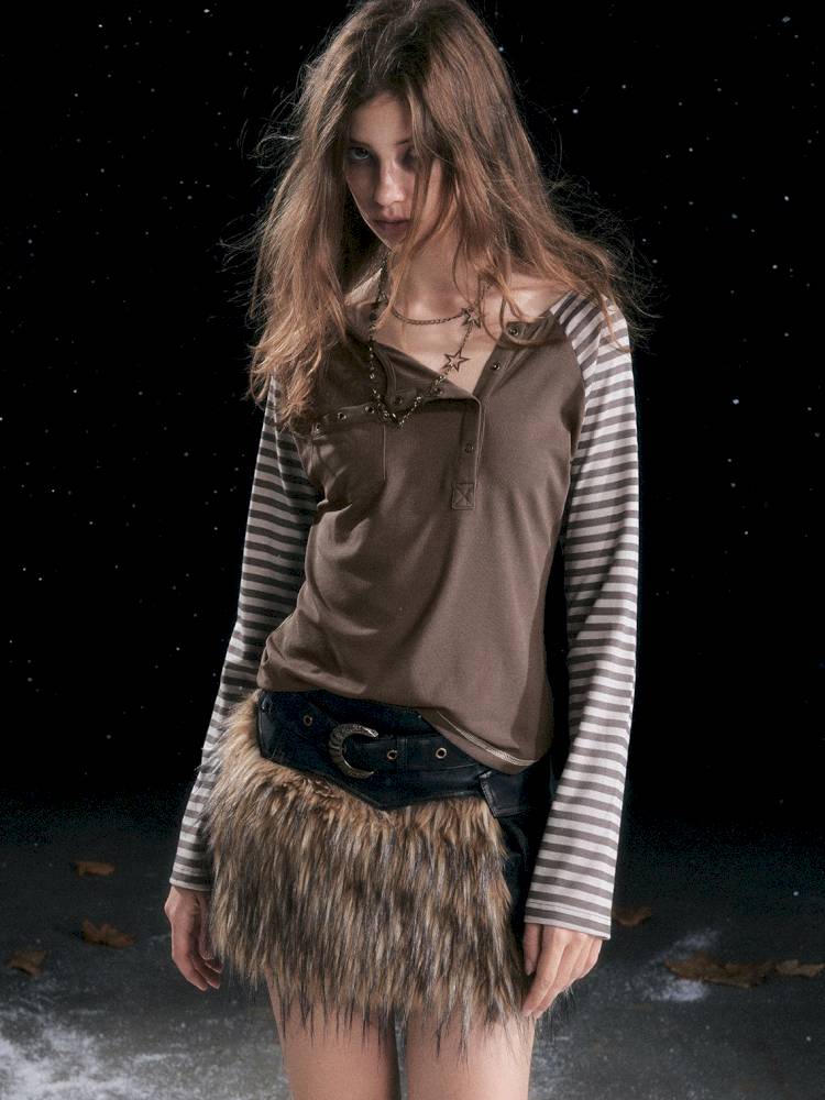 Striped Raglan Sleeve T-Shirt【s0000014430】