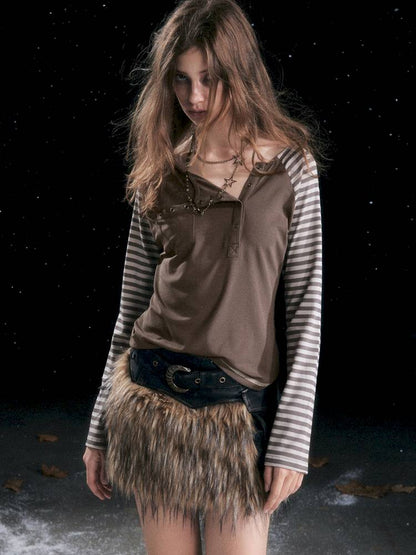 Striped Raglan Sleeve T-Shirt【s0000014430】