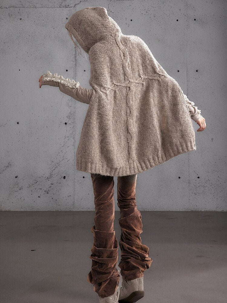 Twisted Knit Wool Cape Jacket【s0000019160】
