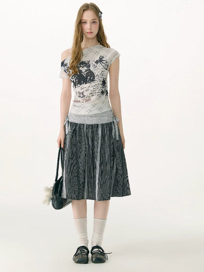 Retro Academy Plaid Polka Dot Skirt【s0000017154】