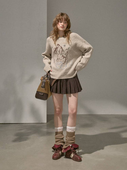 Playful Kitten Round Neck Long Sleeve Sweater【s0000014402】