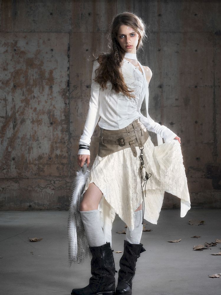 Punk splicing velvet bustier skirt【s0000013886】