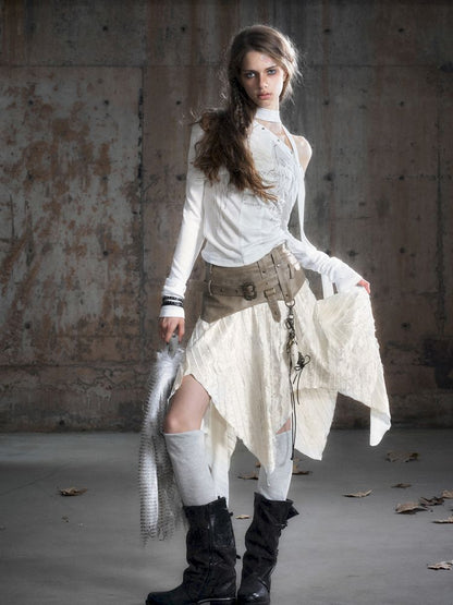 Punk splicing velvet bustier skirt【s0000013886】