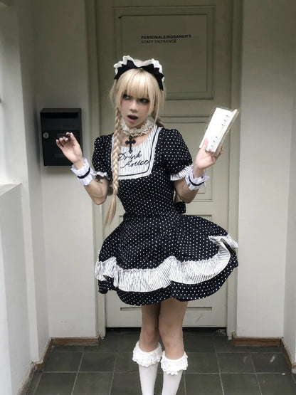 Puff Sleeve Star Polka Dot Dress【s0000016891】