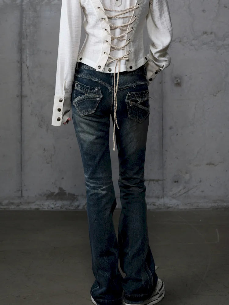 Distressed Straight-Leg Slim-Fit Jeans【s0000013946】