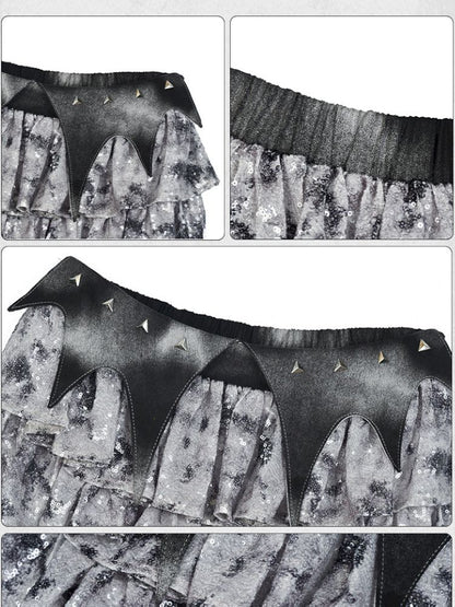 Crash nails sequins low waist cake skirt【s0000013501】