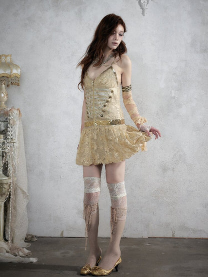 Vintage Court Punk Sequin Dress【s0000017858】
