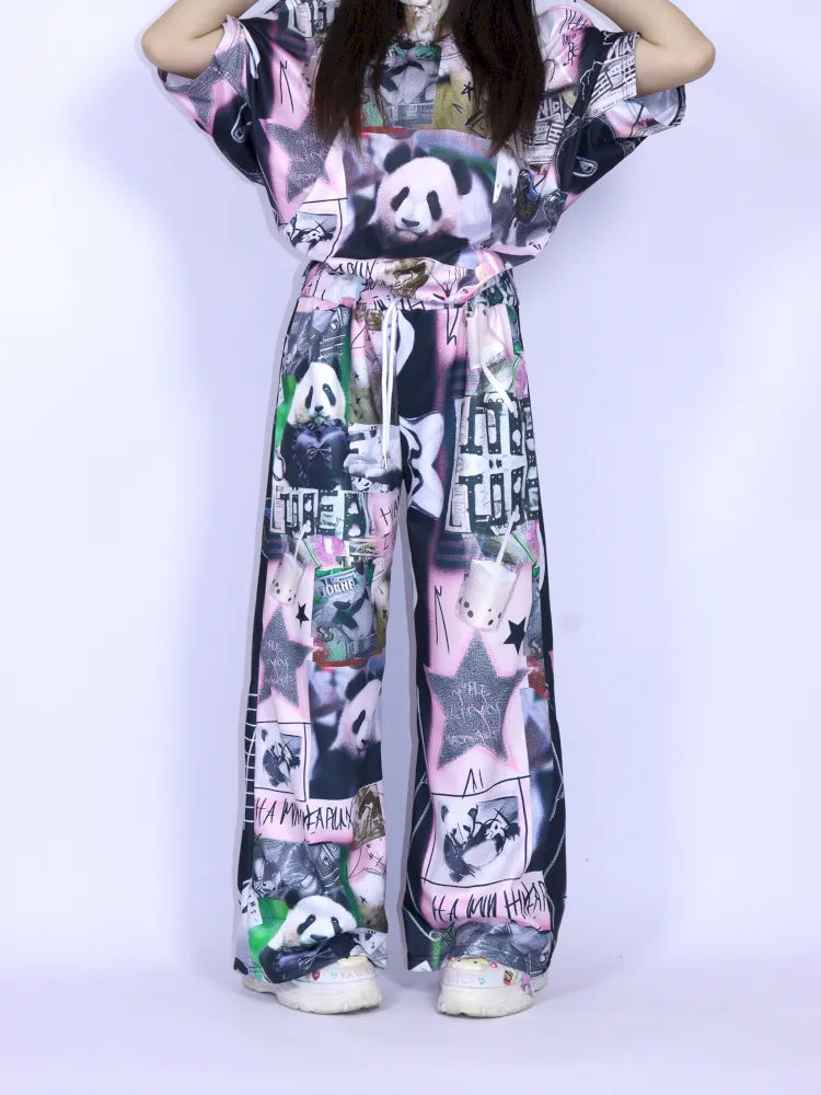 Panda Relaxed-Fit Wide-Leg Pants【s0000013976】