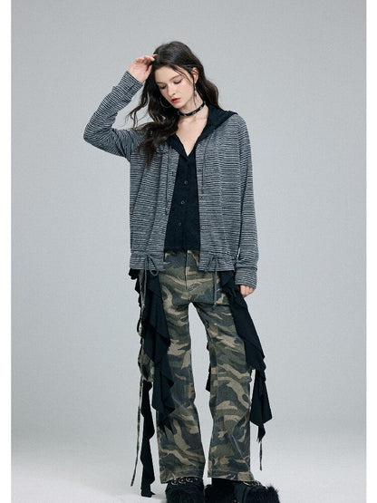 Fake Two-Piece Striped Hooded Cardigan【s0000016257】
