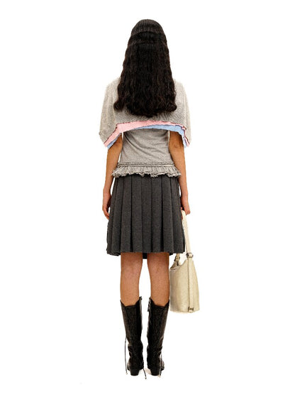 Fake Plaid Lace Pleated Skirt【s0000016088】