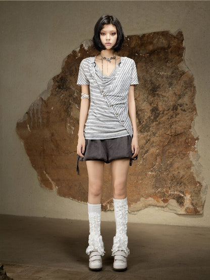 Vintage Punk Irregular Knit T-shirt【s0000016880】
