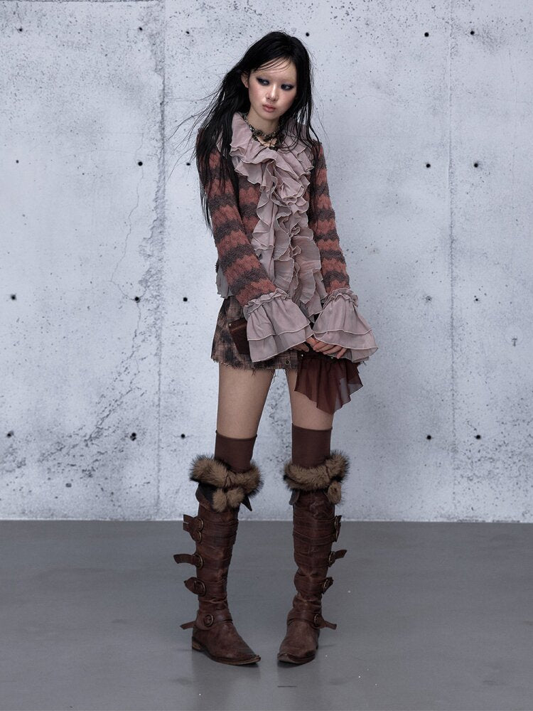 Ruffled Chiffon Flared Cardigan【s0000015548】