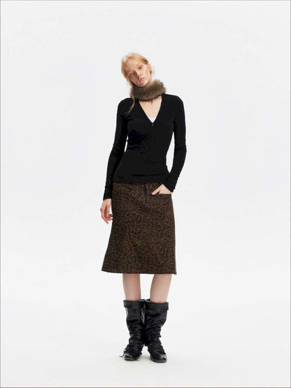 Leopard Print A-Line Mermaid Skirt【s0000015063】