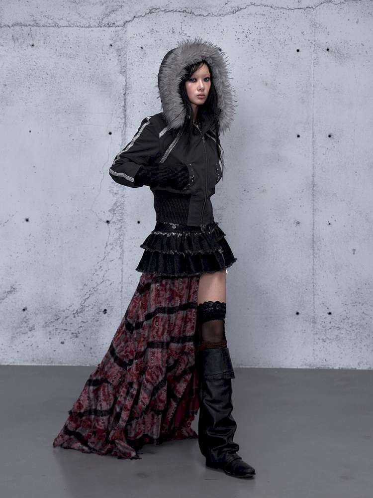 Street Punk Fur Hooded Padded Jacket【s0000014922】