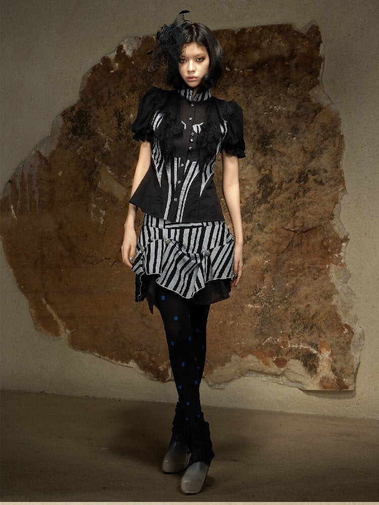 Court Style Dark Punk Puff Shirt【s0000016888】