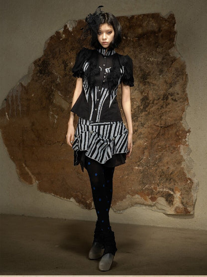 Court Style Dark Punk Puff Shirt【s0000016888】