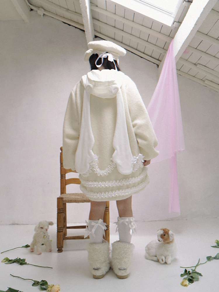 Lace Wool Bubble Sleeve Coat【s0000014532】