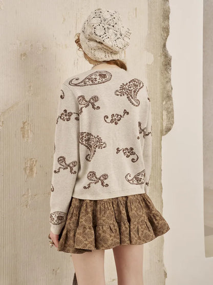 Jacquard Lightweight Long-Sleeve Soft-Fit Knit Cardigan【s0000014064】