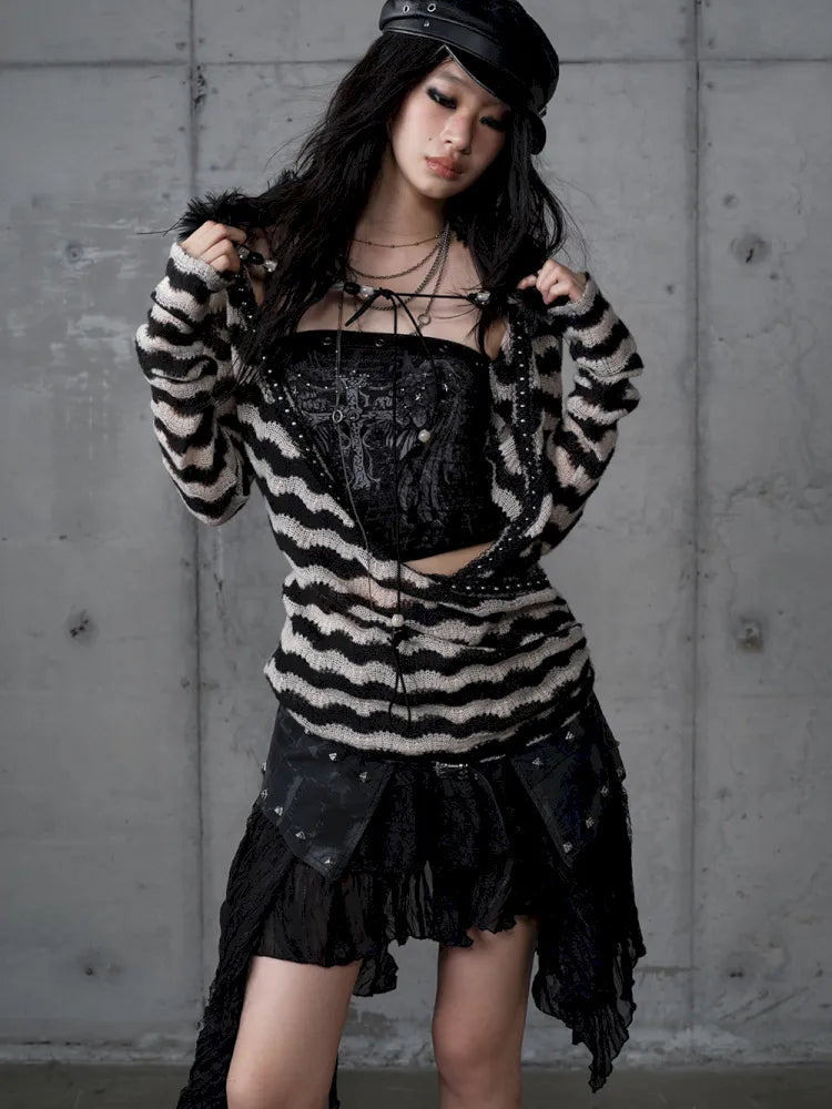 Two-Piece Set Striped Knit Top【s0000013953】