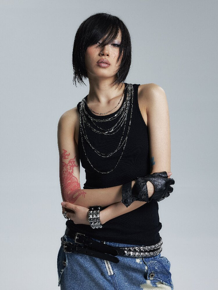 Two Color Slimming Metal Chain Vest【s0000016999】
