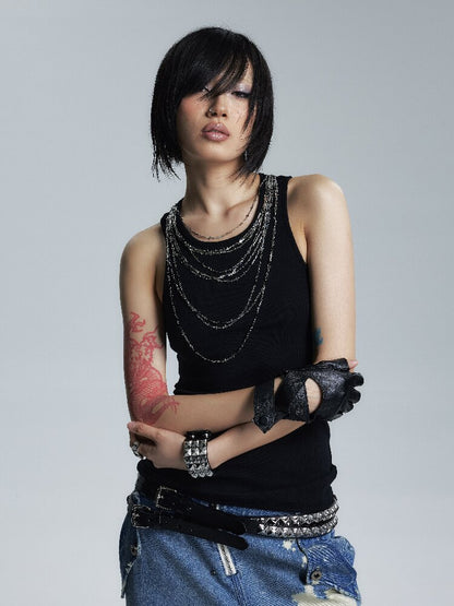 Two Color Slimming Metal Chain Vest【s0000016999】