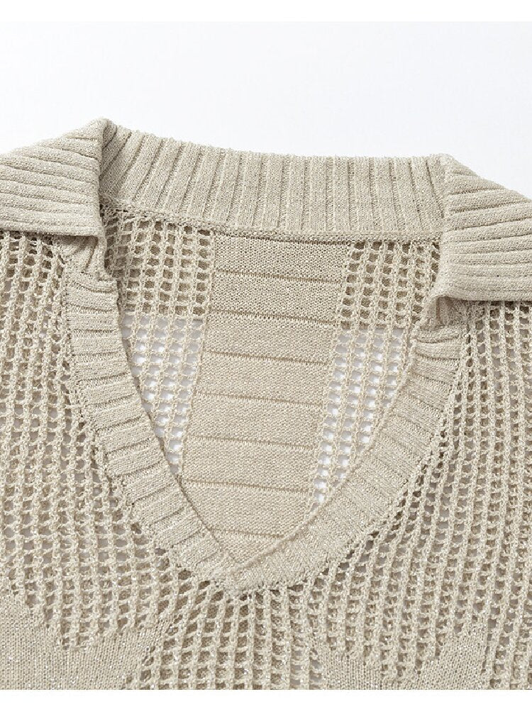 Hollow Star Mid Sleeve Knit Sweater【s0000016994】