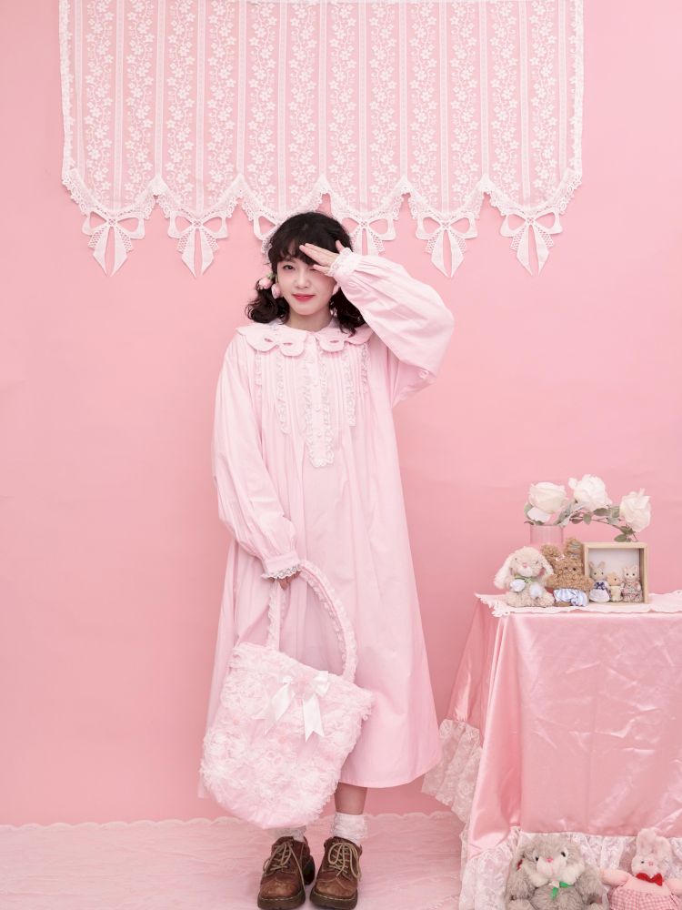 Round Neck Embroidered Pink Lace Dress【s0000013494】