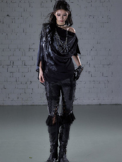 Raw Edge Lace Skinny Denim Pants【s0000016202】
