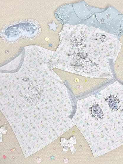Vintage Bird Collar Bubble T-shirt【s0000017476】
