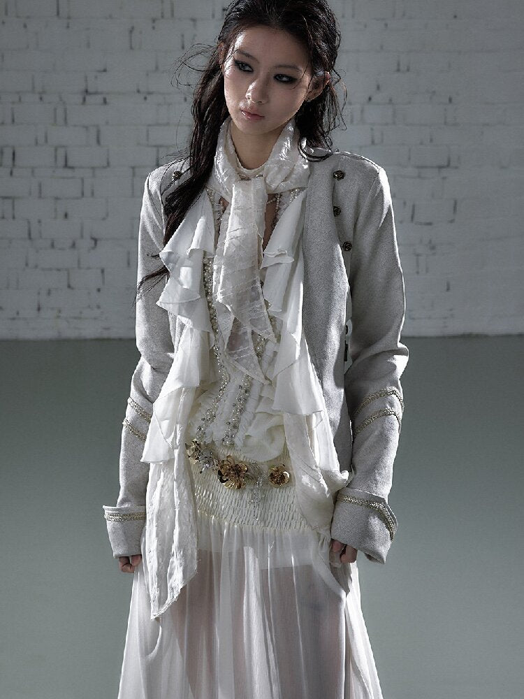 Streamer Snood Chiffon Leather Jacket【s0000015942】