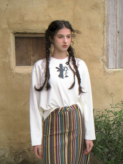 Forest Elf Print Long Sleeve T-Shirt【s0000014898】