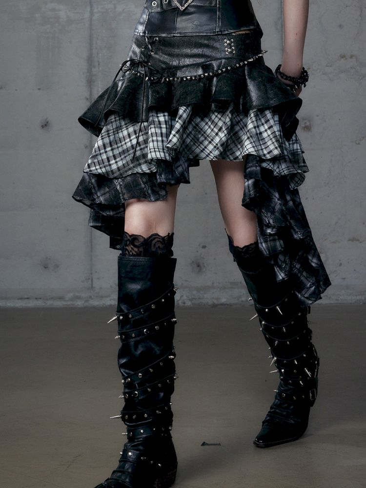 Heavy leather bustier skirt【s0000013467】