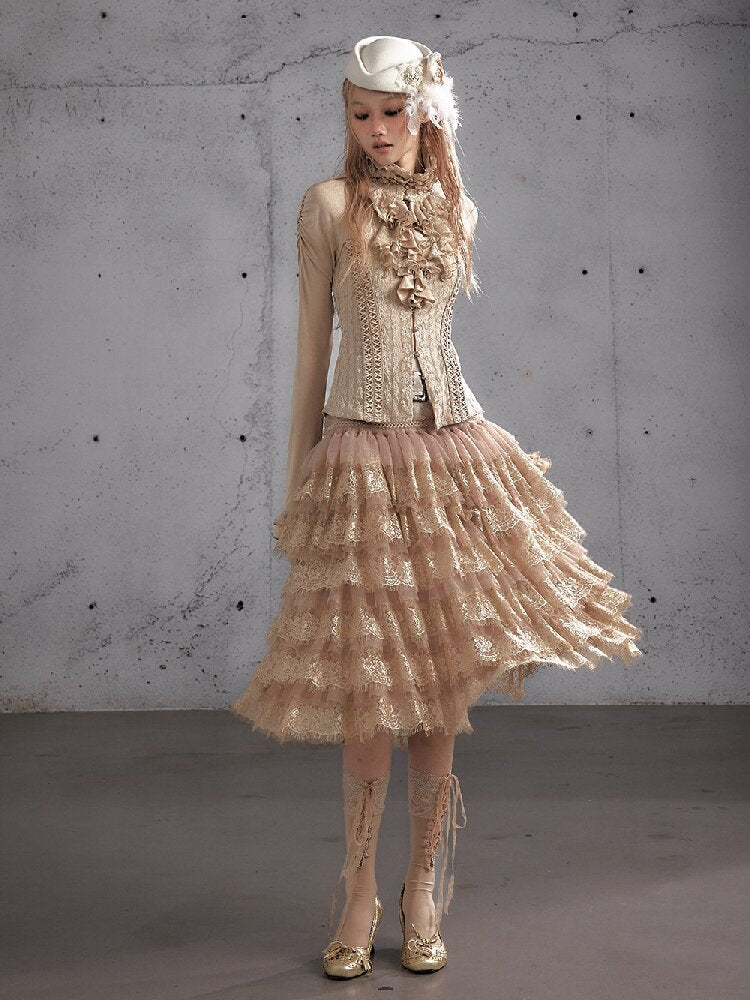 Lace Patchwork Tulle Cake Skirt【s0000019163】