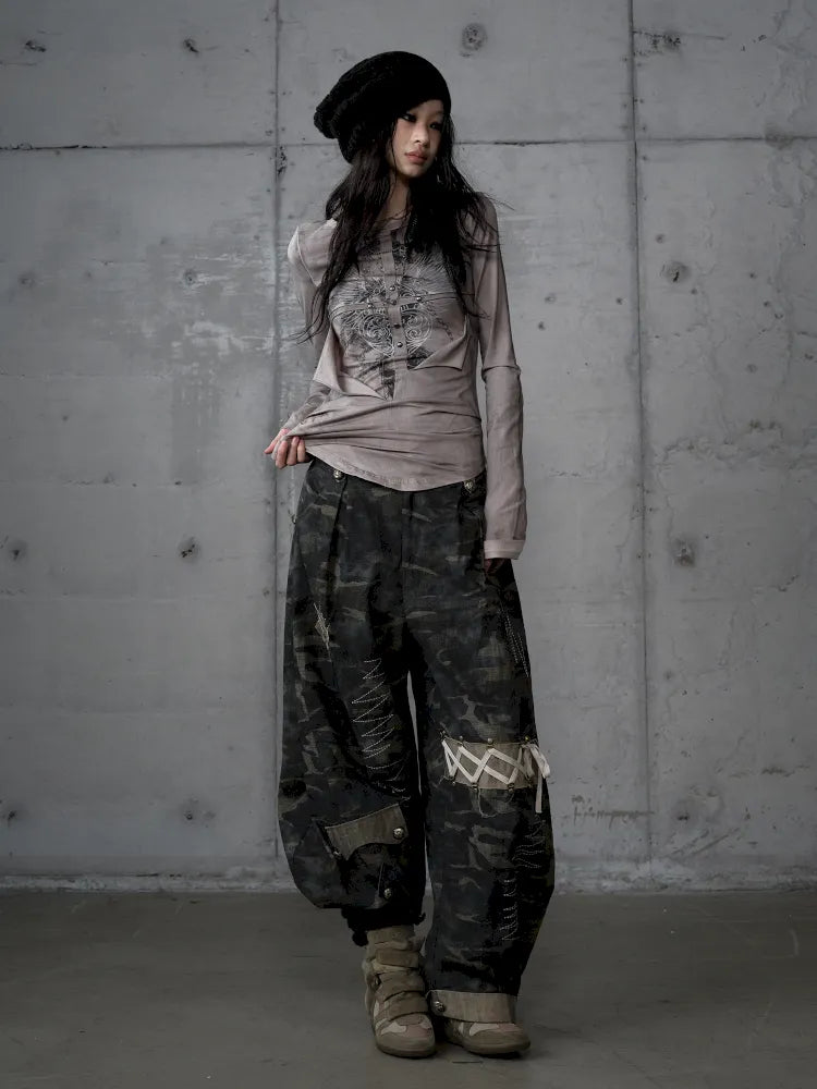 Deconstructed Print Long-Sleeve Knit Base【s0000014117】