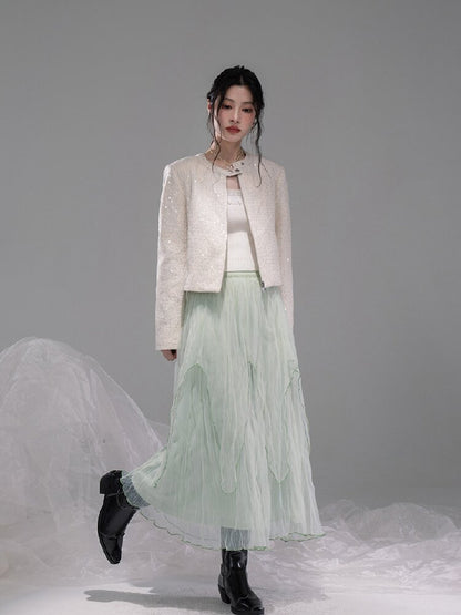 Liubo Gauze Green Irregular Skirt【s0000015738】