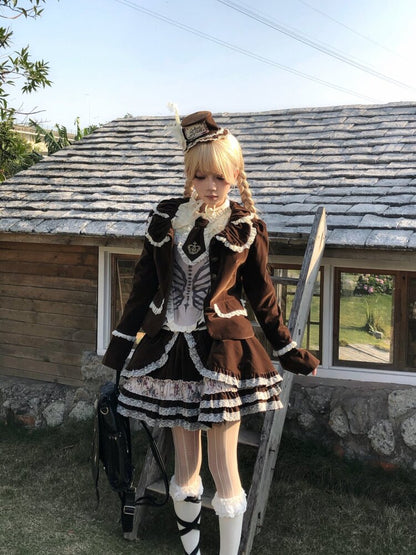 Vintage Brown Velvet Lace Blazer【s0000015616】