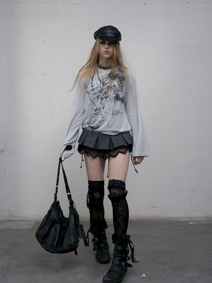 One-shoulder long-sleeved T-shirt【s0000012613】