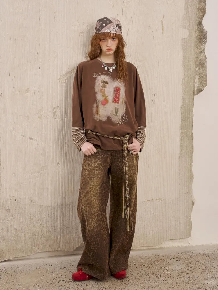 Patchwork Oversized Long-Sleeve T-Shirt【s0000014044】