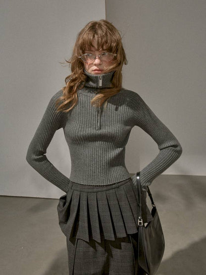 Zipper Stand Collar Base Layer Sweater【s0000014391】