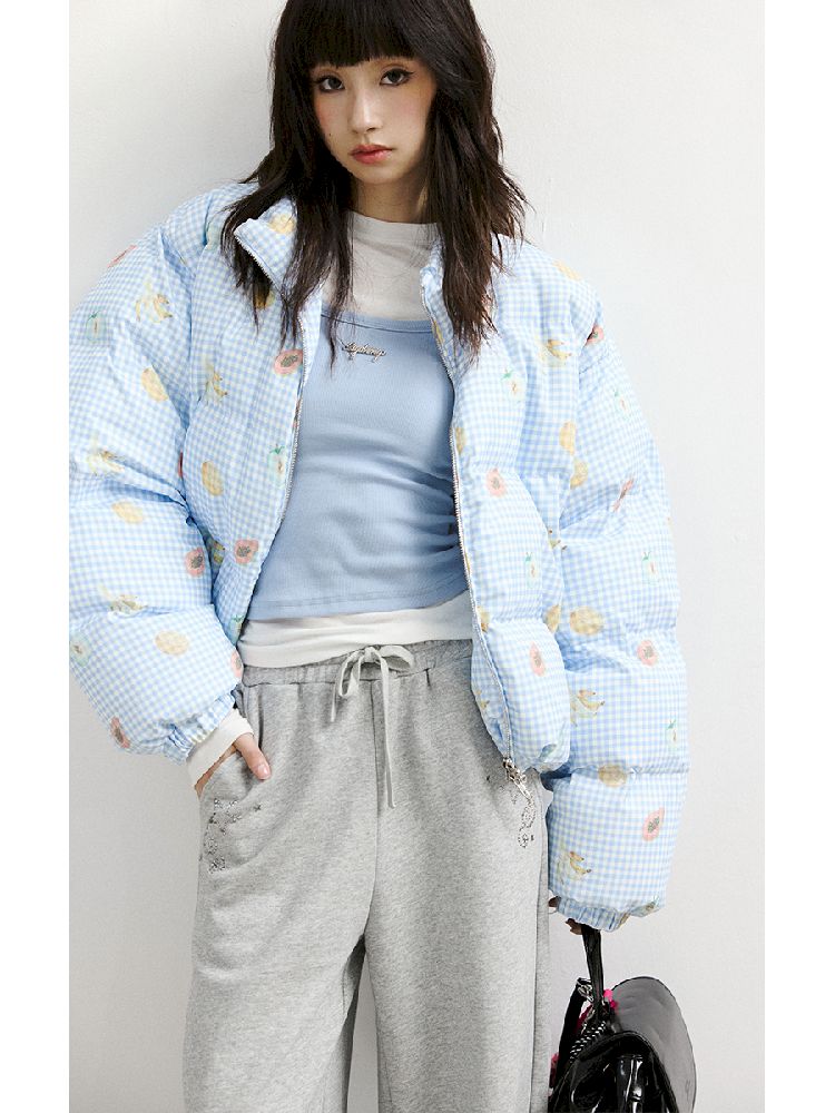 레트로 프린트 코튼 짧은 코트 [S0000011428]