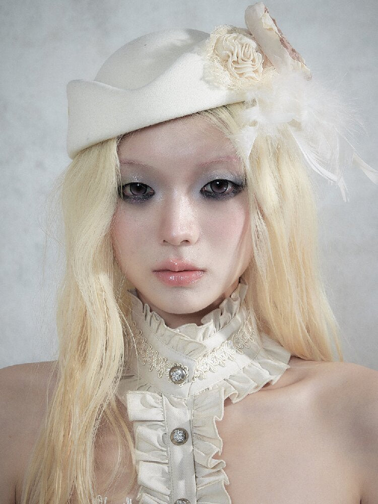 Baroque Lace Wool Equestrian Beret【s0000017994】