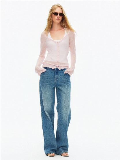 Cotton Lace Up Asymmetrical Jeans【s0000015925】