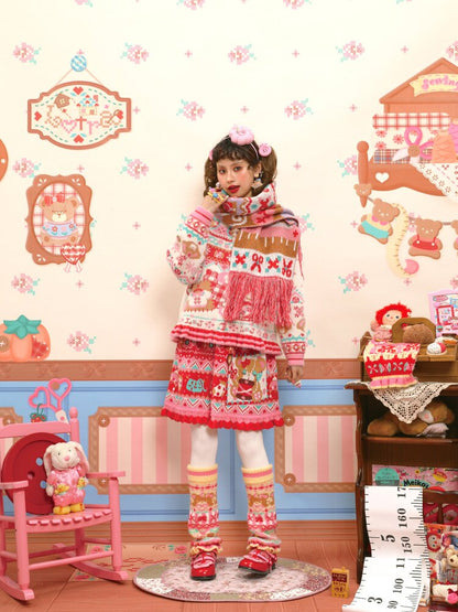 Red Pink Mink Wool Rabbit Cardigan【s0000015572】