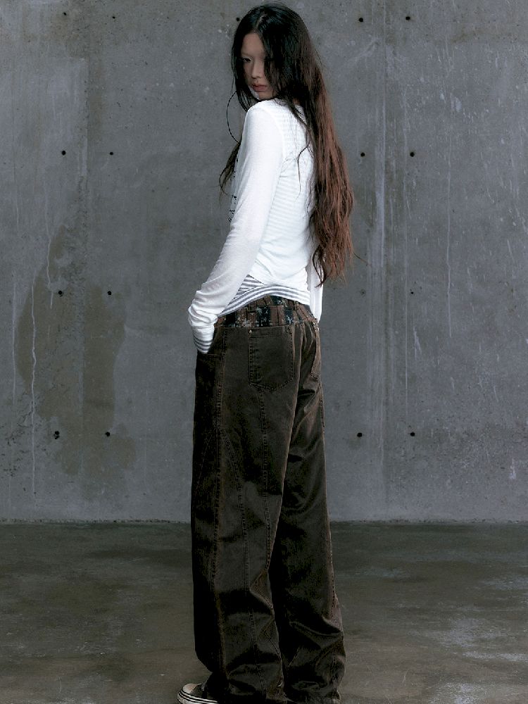 Low Waisted Strait Leg Pants [S0000010401]