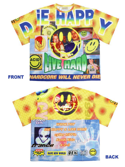 Rave Smiley Face Print T-shirt【s0000015889】